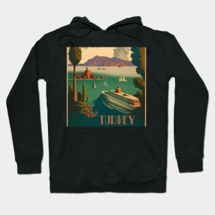 Turkey Coastline Vintage Travel Art Poster Hoodie